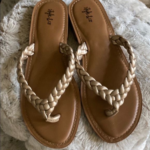 Style & Co. Shoes - Style & Co Gold Braided Sandals